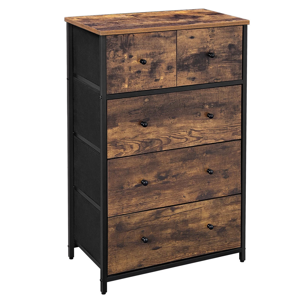 Brown and Black 5 Fabric Drawer Dresser Y74177