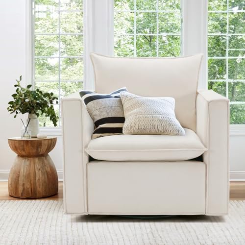 Beige Upholstered Swivel Accent Chair W842