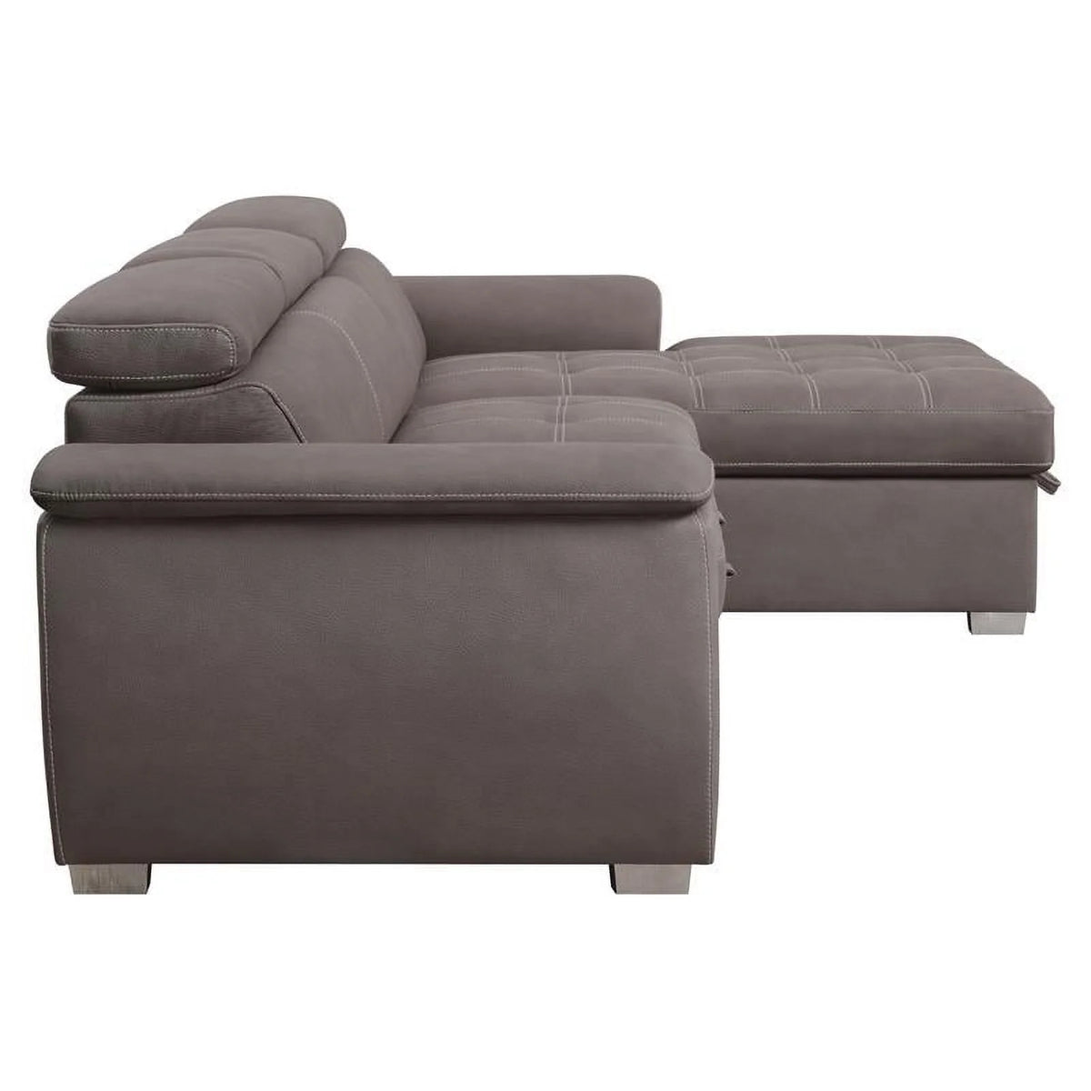 Light Brown Fabric Sleeper Sectional Sofa with Storage J88274