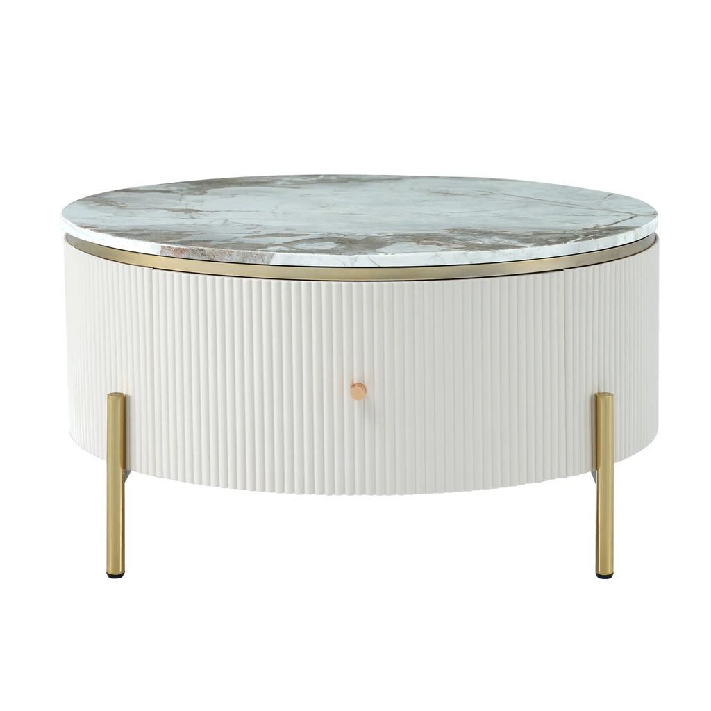 Modern Round Coffee Table with 2 Drawers D376