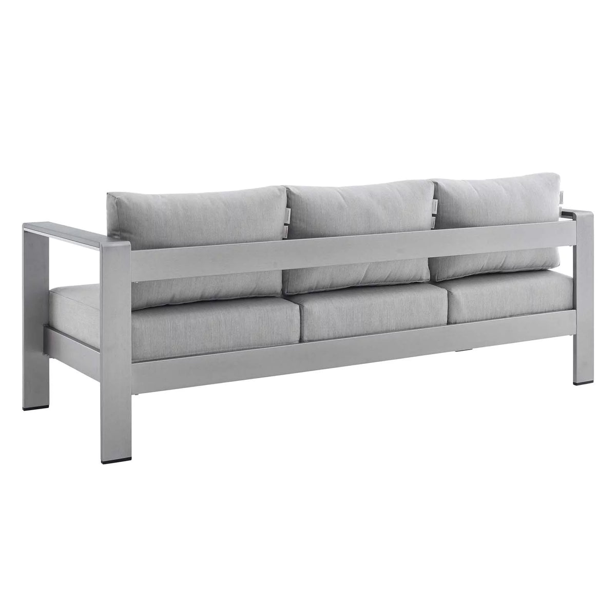 Silver Grey Modern Outdoor Sectional Sofa Chair Table Set W125