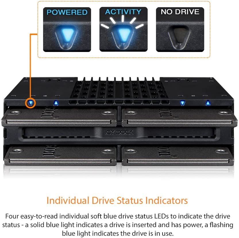 Tray-Less 4X 2.5 SAS/SATA SSD/HDD Mobile Rack for 5.25" Bay, Pack of 2 T590