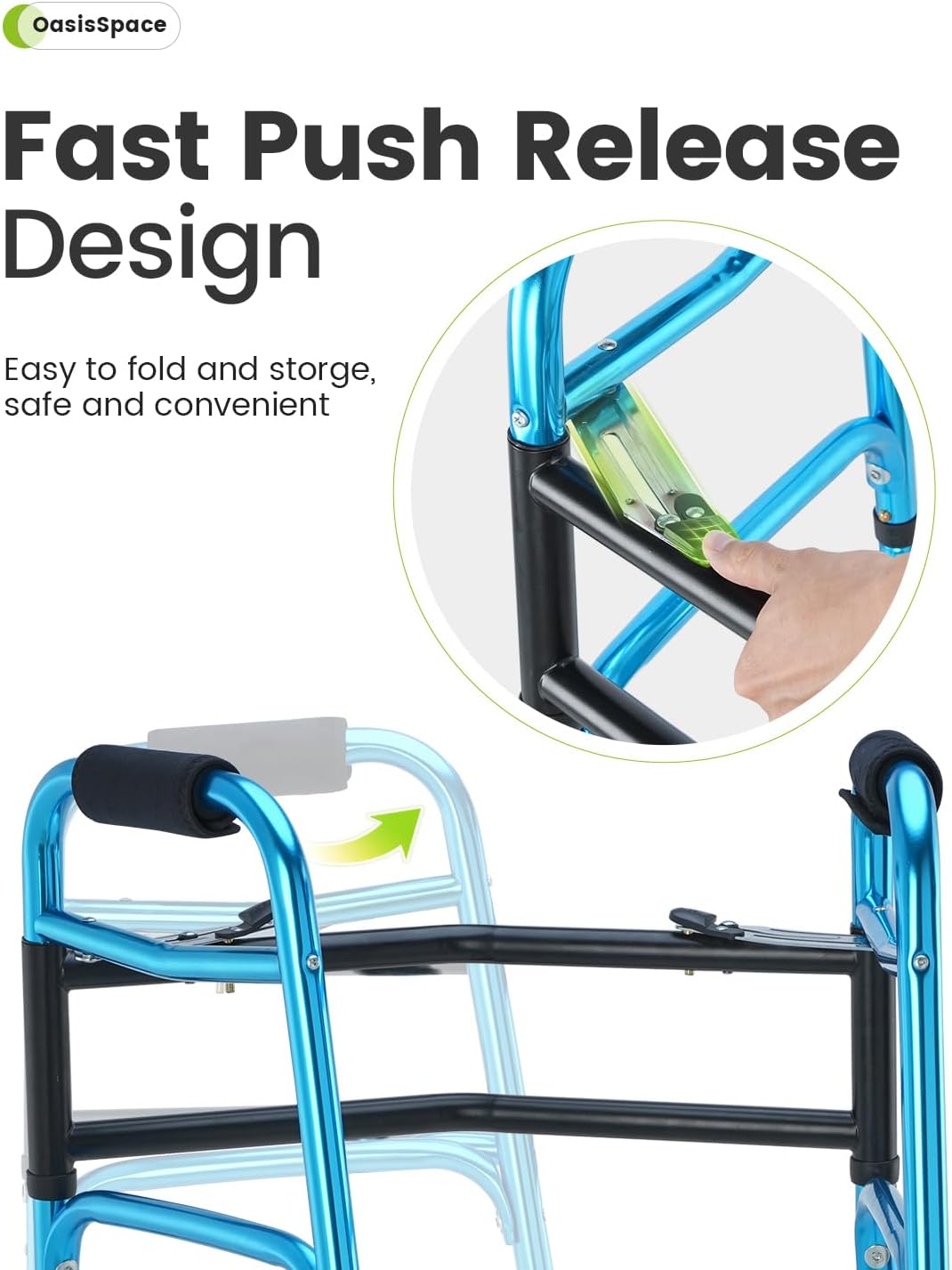 Heavy Duty Folding Walker with 5 Inches Wheels A92737