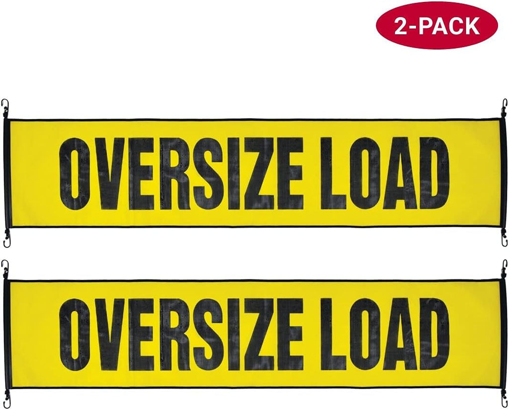 Oversize Load Banner with Heavy Duty Metal Hooks 18 Inch x 84 Inch Pack of 2 Z452687