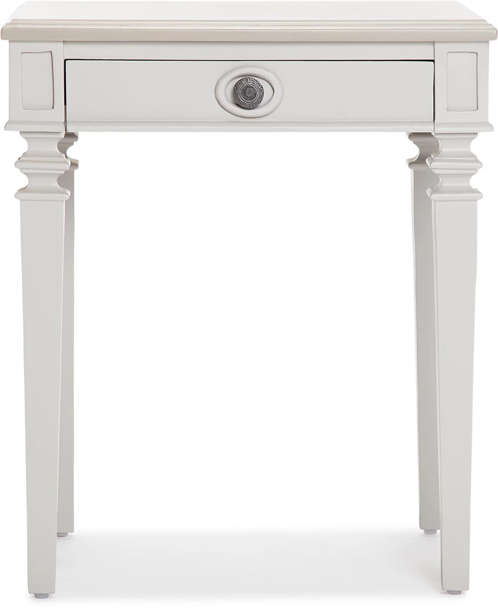 Light Gray Solid Wood End Table Nightstand with Drawer L478