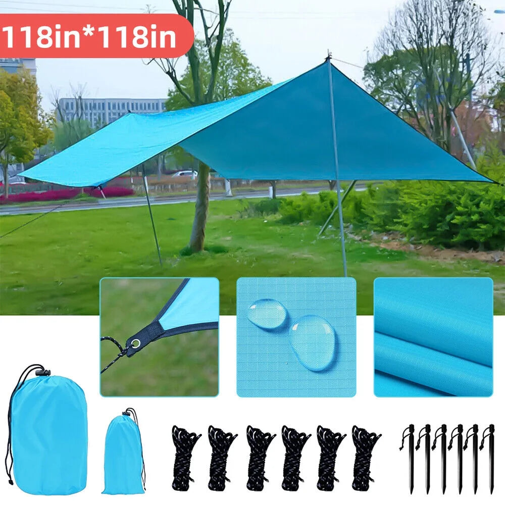 Blue 10'x10' Portable Beach Tent Sun Shelter D867399