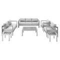 Silver Grey Modern Outdoor Sectional Sofa Chair Table Set W125