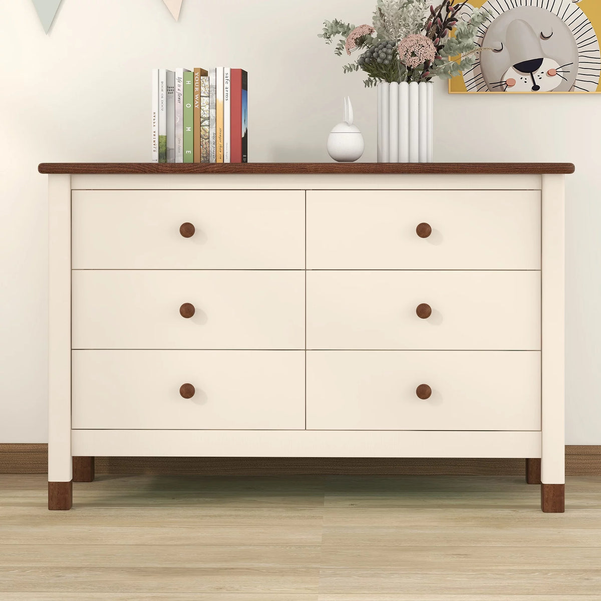Wooden Storage Dresser with 6 Drawers V648711