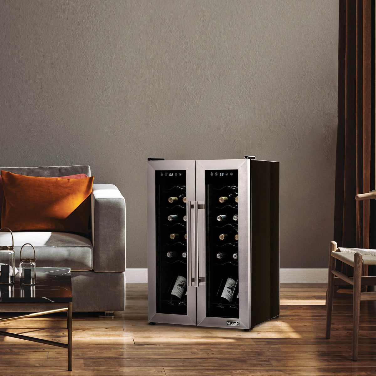 24 Bottle Dual Temperature Zone Wine Cooler Refrigerator O2789