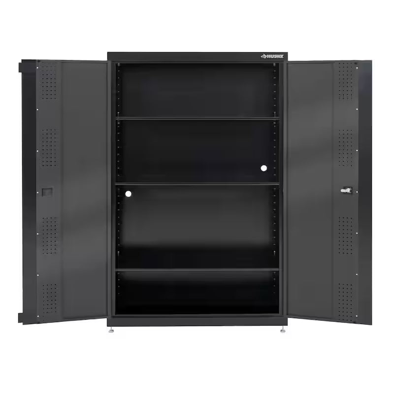 3-Shelf Welded Steel Floor Cabinet in Black and Gray P81729