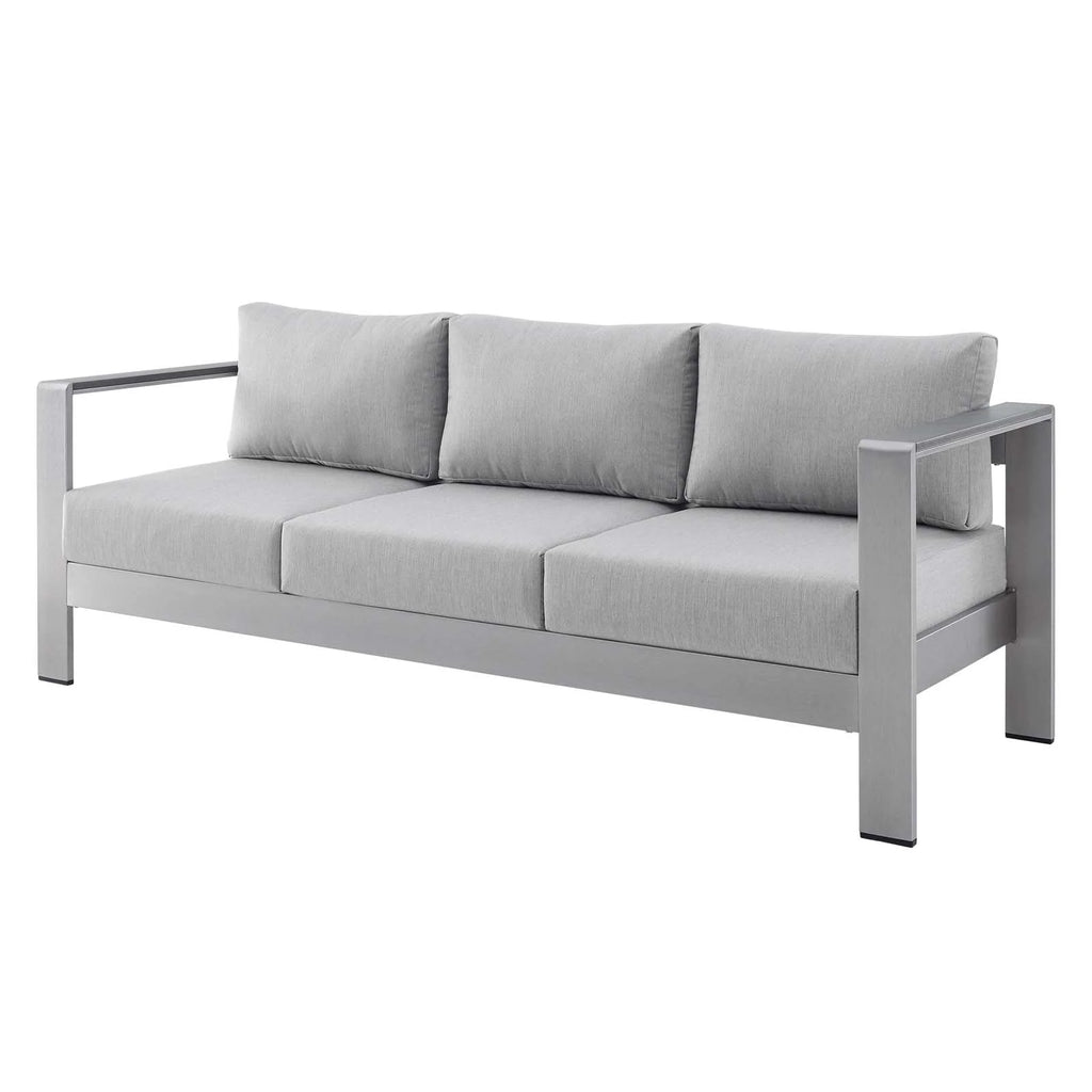 Silver Grey Modern Outdoor Sectional Sofa Chair Table Set W125