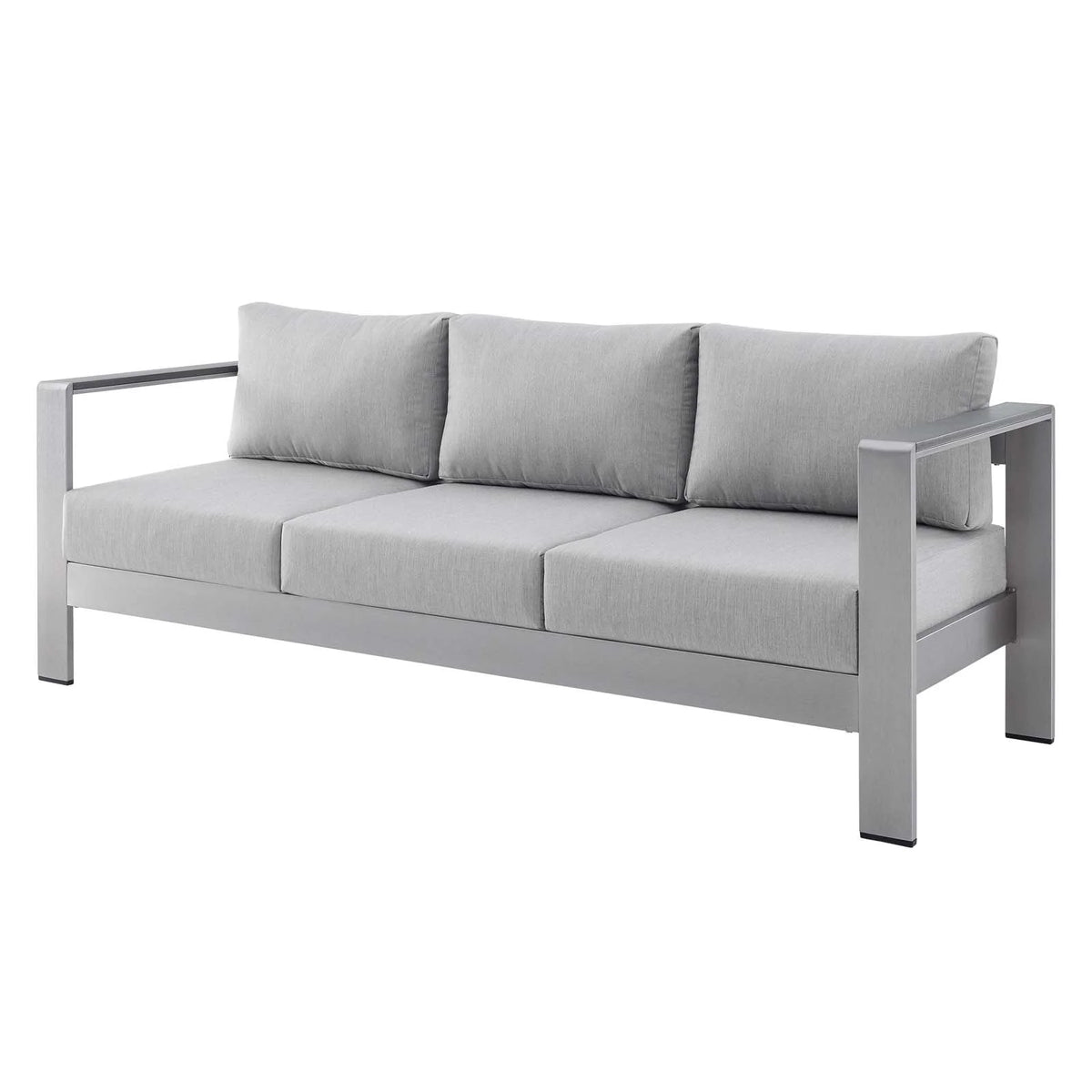 Silver Grey Modern Outdoor Sectional Sofa Chair Table Set W125