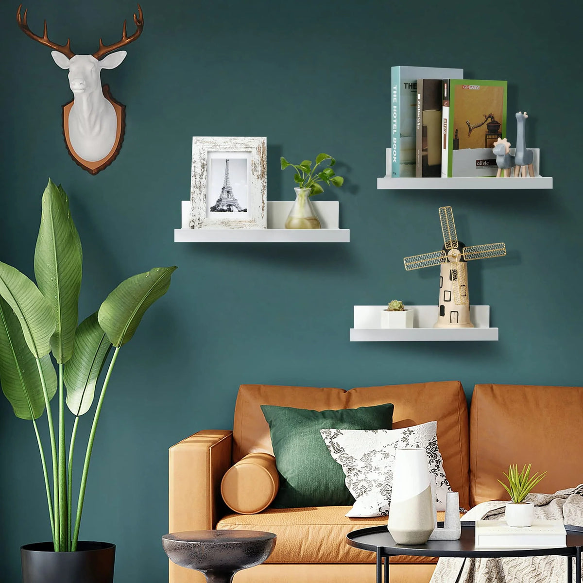 Black Wood Floating Shelves Set of 5 T71102