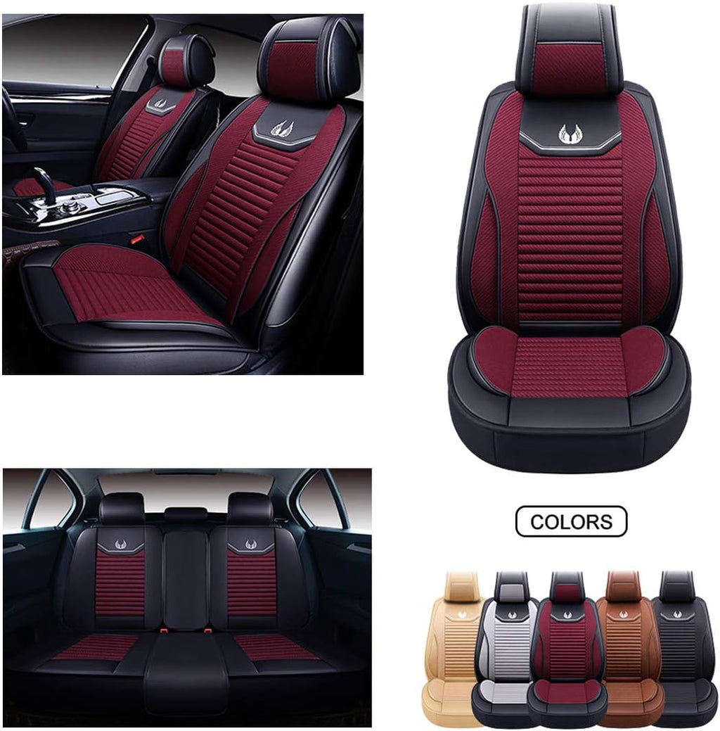 Red Faux Leather Car Seat Covers Set H603