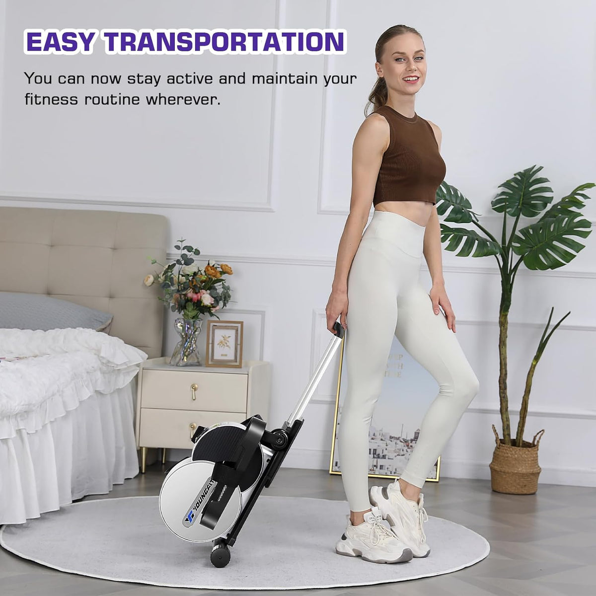 Portable Electric Seated Pedal Ellipse Machine with Remote and App Control, LCD Display C49435