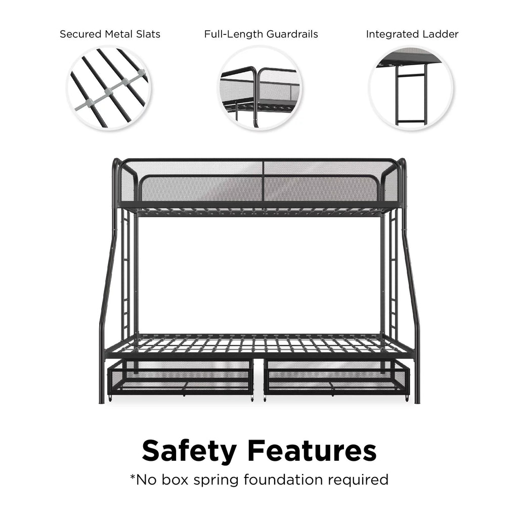 Black Metal Bunk Bed with Storage Drawers S968346