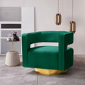 Green Velvet Swivel Accent Chair with Gold Metal Base D182364