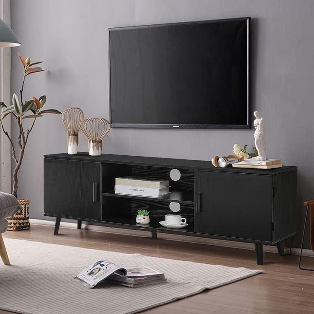 Mid-Century Modern TV Stand with 2 Storage Cabinet X437