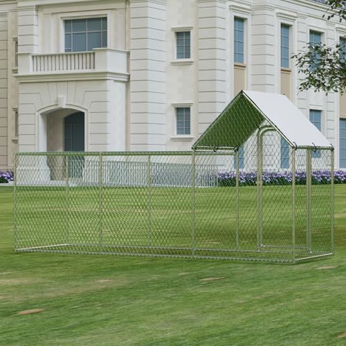 Large Metal Chicken Coop with Waterproof and Anti-UV Cover, 10' W x 3.3' D x 5' H D75253