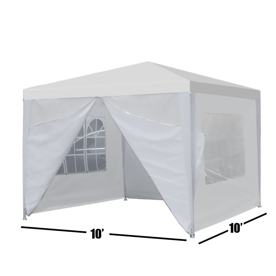 White 10'x10' Carport Canopy Tent with Windows A669953