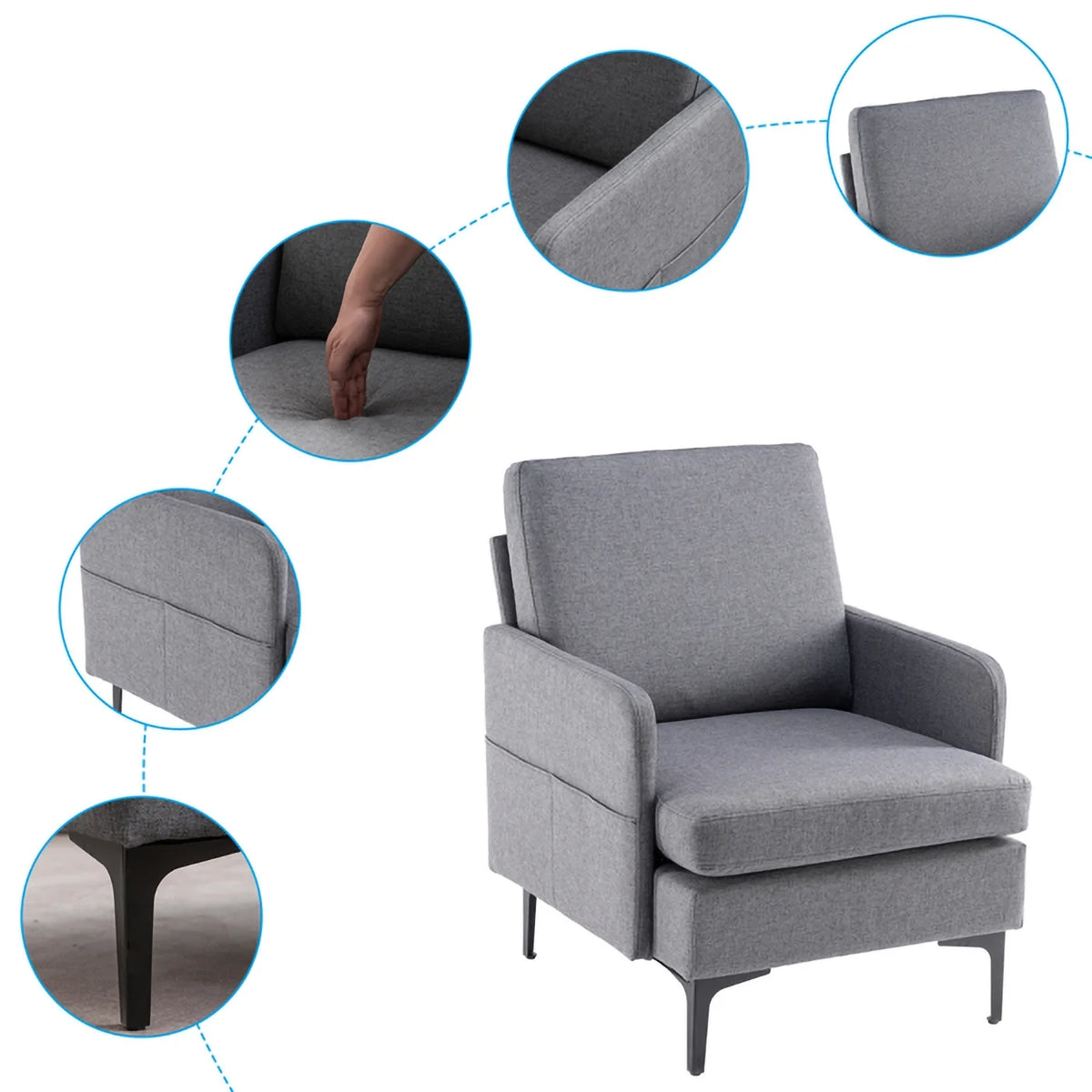 Dark Grey Fabric Accent Chair O4195