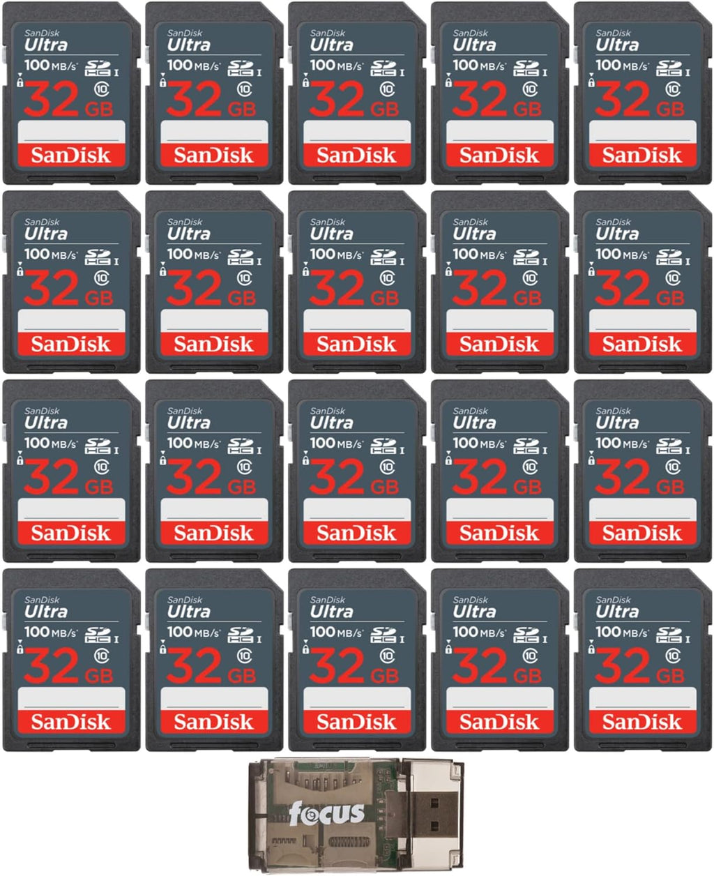 32GB SDHC UHS-I Memory Card (20-Pack) with Card Reader Z951