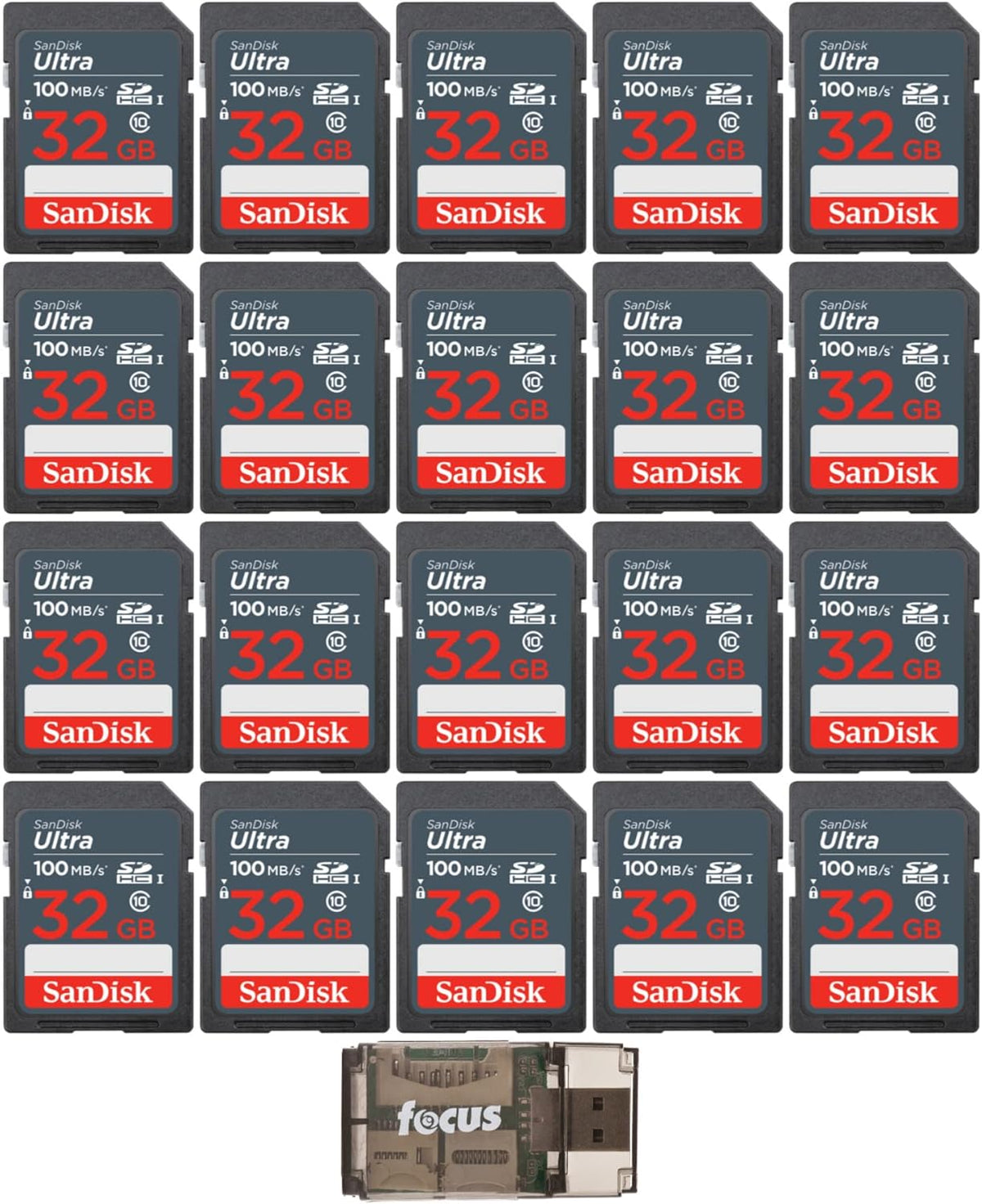 32GB SDHC UHS-I Memory Card (20-Pack) with Card Reader Z951