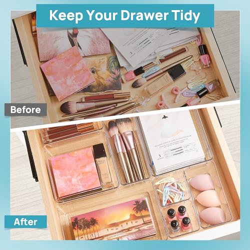 72 PCS Clear Plastic Drawer Organizers Set B71356