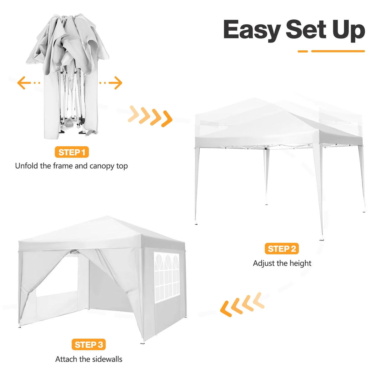 10'x 10' Pop up Canopy with 4 Removable Sidewalls & Carrying Bag, White M368422