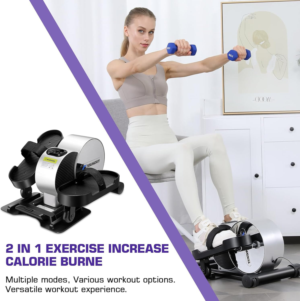 Portable Electric Seated Pedal Ellipse Machine with Remote and App Control, LCD Display C49435