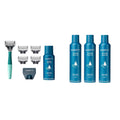 Men's Razor Set with 5 Razor Blade Refills, Travel Blade Cover, 2 oz Shave Gel (Sage) & Shave Gel - 3 pack (6.7oz) N8906