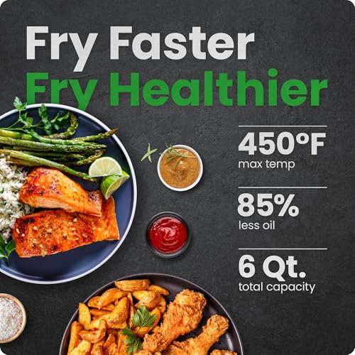 6 QT Compact Air Fryer with Touchscreen Controls and Nonstick Basket G6853