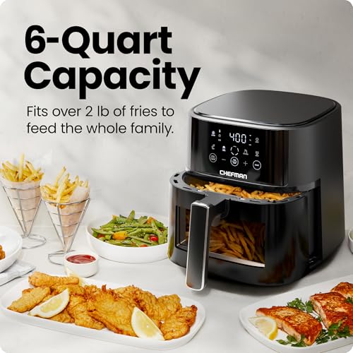 6 QT Compact Air Fryer with Touchscreen Controls and Nonstick Basket G6853