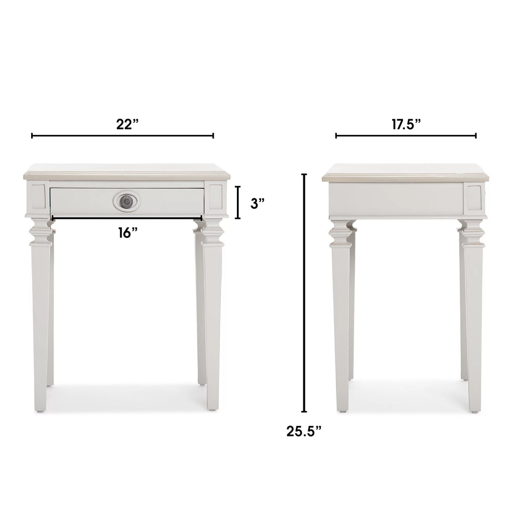 Light Gray Solid Wood End Table Nightstand with Drawer L478