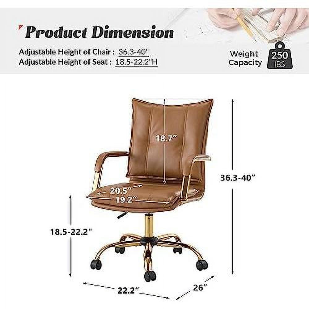 Camel Faux Leather Adjustable Swivel Office Desk Chair P7111