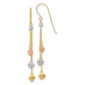14 Karat Tri-color Diamond-cut Dangle Earrings D6098