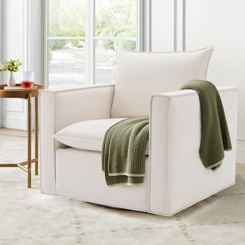 Beige Upholstered Swivel Accent Chair W842