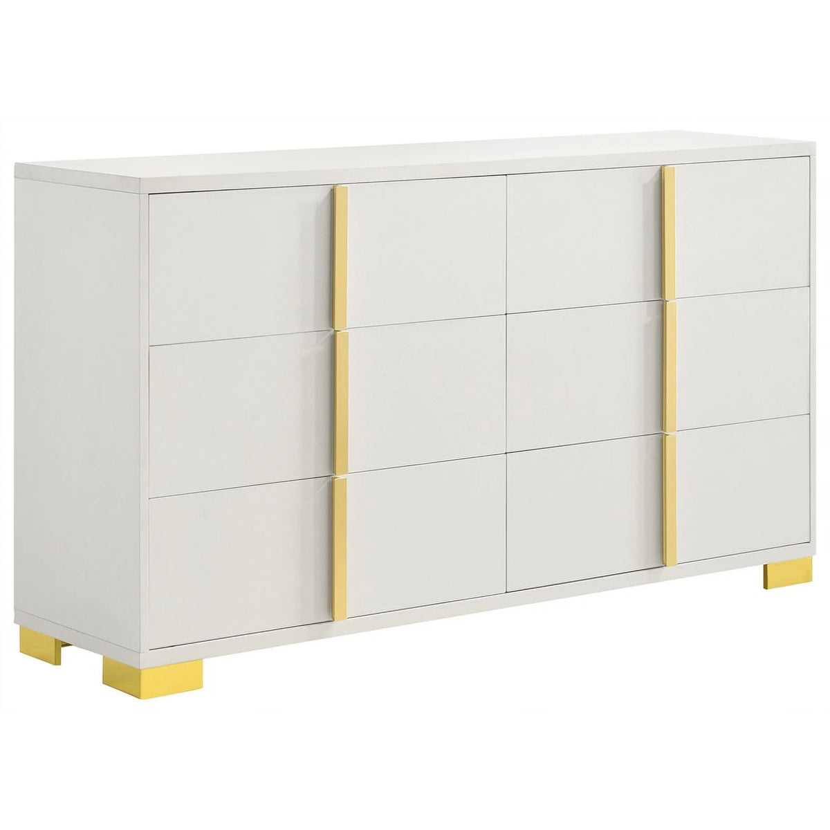 4-piece Contemporary Wood Eastern King Bedroom Set White and Gold T310635