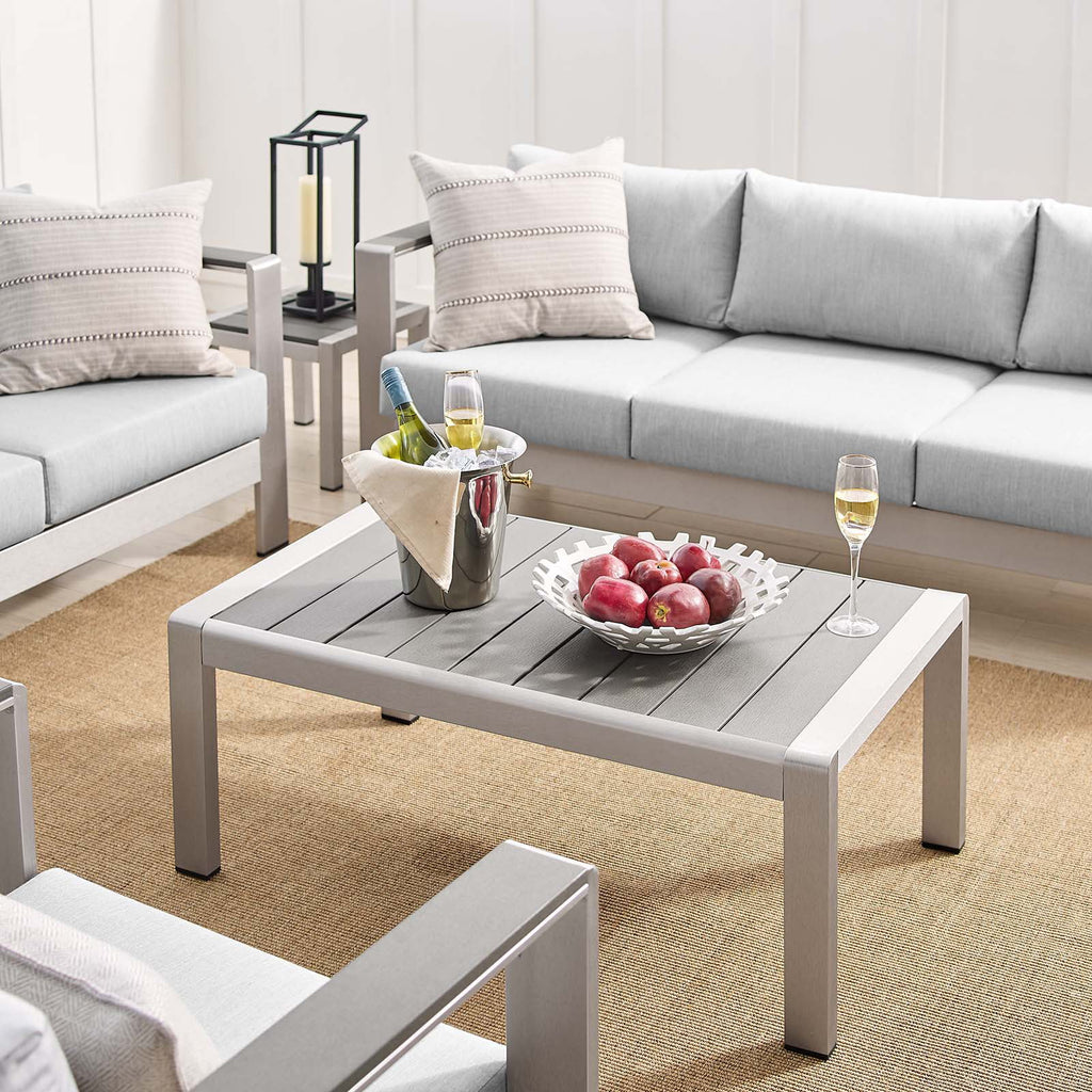 Silver Grey Modern Outdoor Sectional Sofa Chair Table Set W125