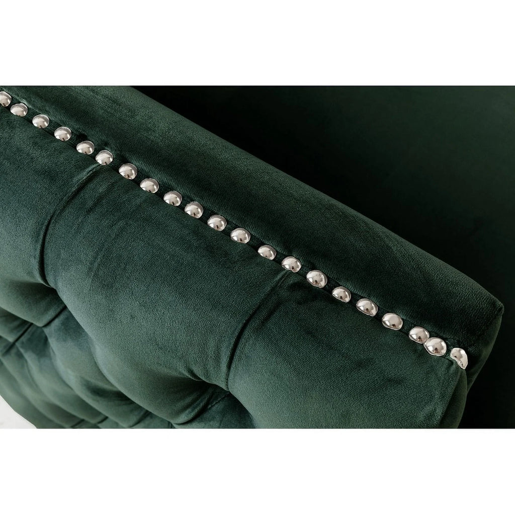 Green Velvet Accent Chair with Pillow C9271