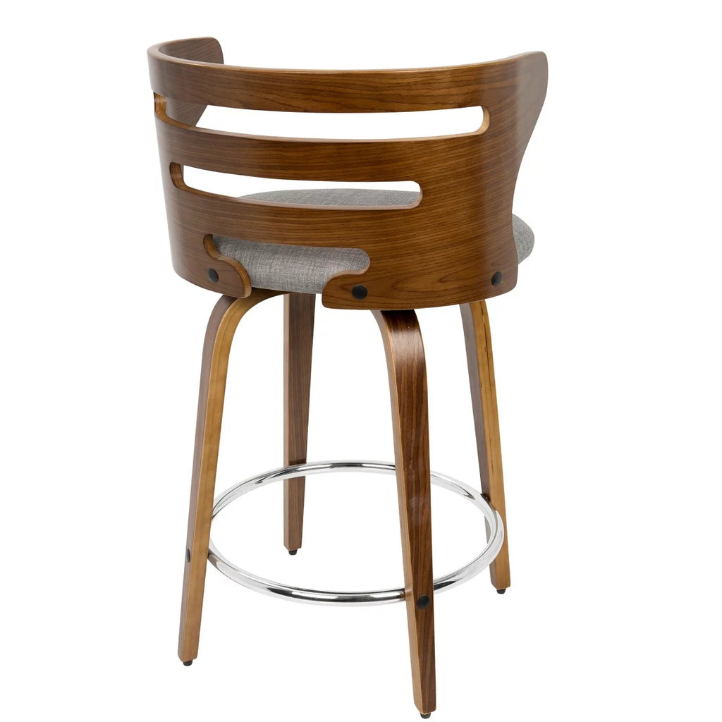 Set of 2 Brown Walnut Wood Barstools B7104