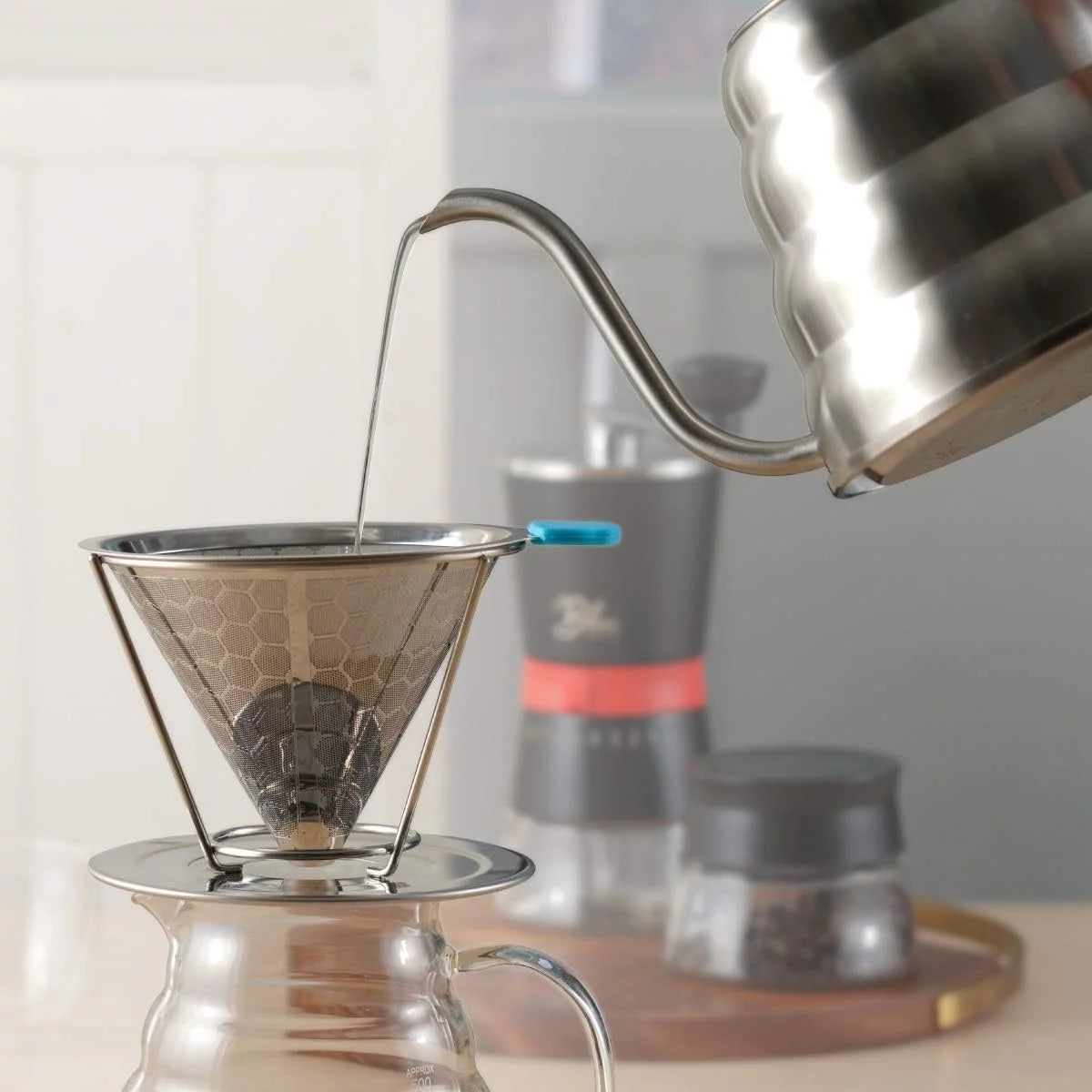40 Fl Oz Stainless Steel Gooseneck Pour Over Kettle with Thermometer Q20459