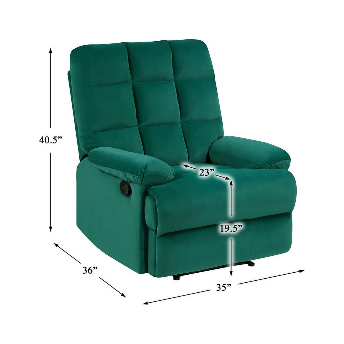 Green Velvet Manual Recliner A6747