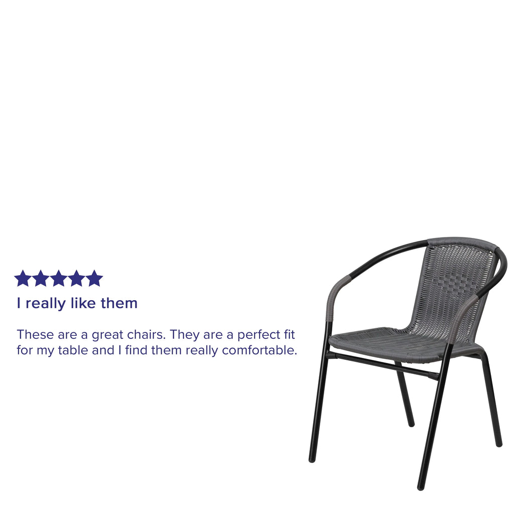 2 Pack Gray Rattan Stack Chair E6873