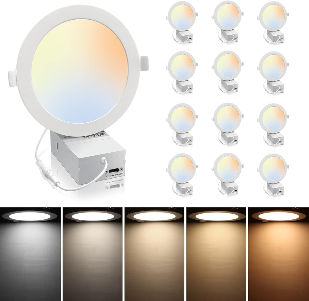 12 Pack 6 Inch Dimmable Ultra-Slim Canless LED Recessed Light C854