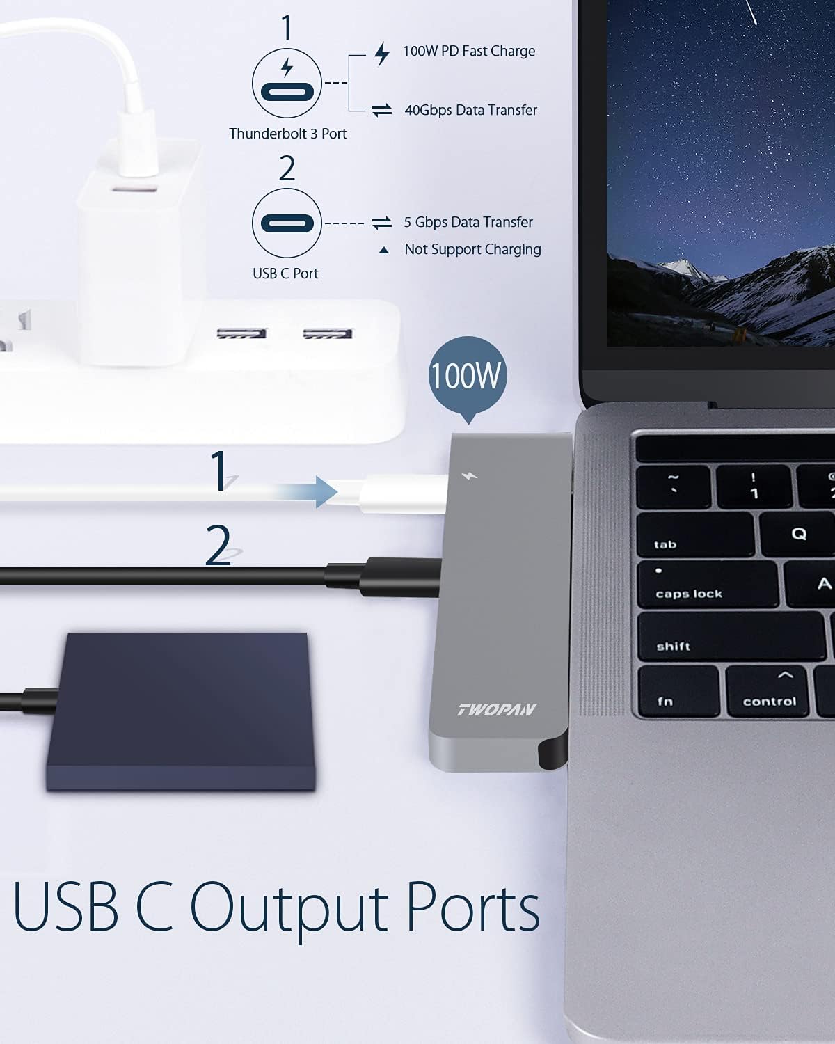 USB C Hub with 4K HDMI, SD/TF Card Reader L5535
