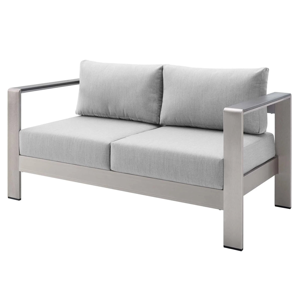Silver Grey Modern Outdoor Sectional Sofa Chair Table Set W125