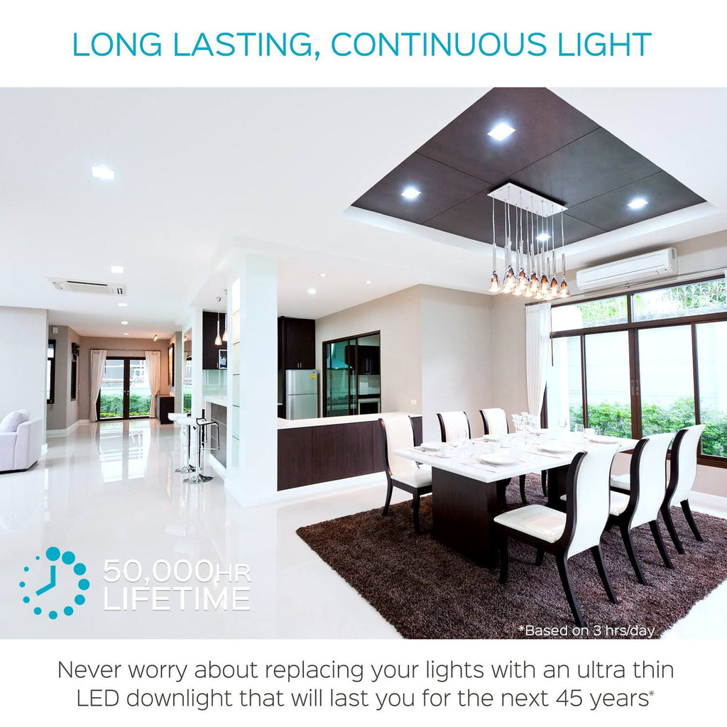 4 inch Square Ultra Thin LED Recessed Light with Junction Box, 10W, 5000K Dimmable, 650 Lumens O342895