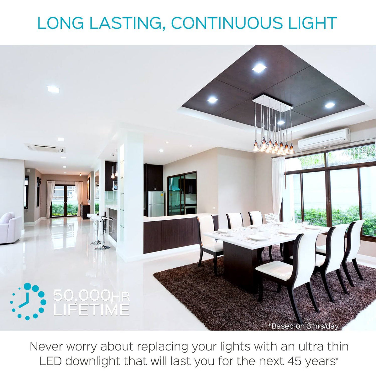 4 inch Square Ultra Thin LED Recessed Light with Junction Box, 10W, 5000K Dimmable, 650 Lumens O342895