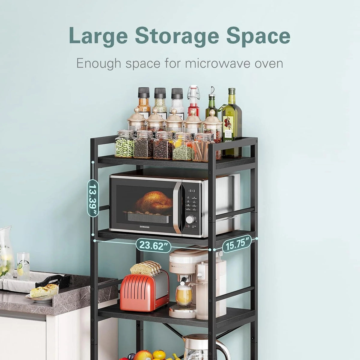 5-Tier Bakers Rack with Storage, Black S3768